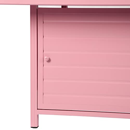 Image of Oakland Living Square 42 in. x 42 in. Aluminum Propane Pink Fire Pit Table with Glass Beads, Two Covers, Lid, 57,000 BTUs