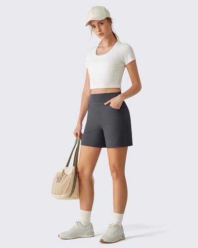 Image of G4Free EverGoing Women's Casual Shorts High Waisted 4'' / 5'' Comfy Shorts with Pockets for Yoga Workout Lounge