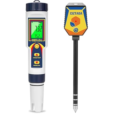CIZTADA pH Tester and 8 in 1 Smart Soil Meter for Indoor Growing Hydroponics pH EC TDS Meter and Soil Moisture pH Light Environment Humidity Fertility EC Salt Temp Soil Meter for Garden Planting Cover