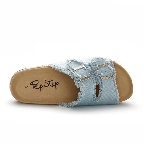 Image of PepStep Slide Sandals for Women with Soft Cork Footbed and Strap, Ladies Fashion Platform Slide Sandals Comfortable Slip On Style