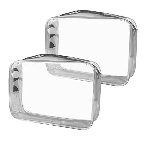 Gvolatee Neceser de Aseo Transparente, 2 Bolsas Transparentes para avión, Neceser para Maletas, Neceser para Transportar líquidos, Bolsa de Aseo Transparente para Mujer y Hombre