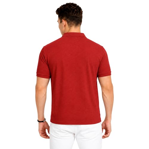 Image of Men's Plain Polo T-Shirt | Cotton Blend Regular Fit Casual Collar T-Shirt