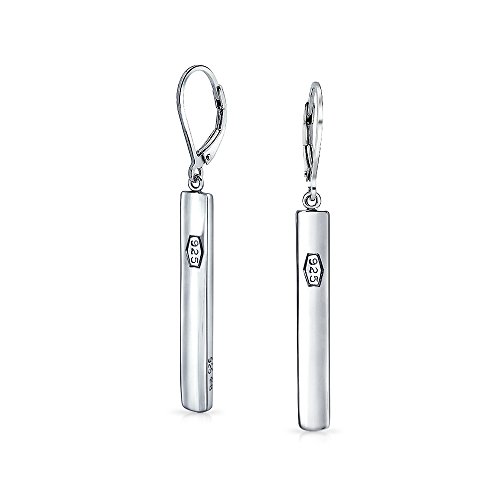 Minimalist Geometric Bar Linear Leverback Dangle 925 Sterling Silver Earrings For Women
