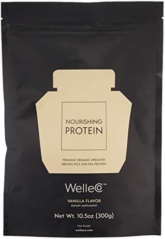 WelleCo, Nourishing Protein, Premium Organic Sprouted Brown Rice & Pea Protein, Vanilla Flavour, 300g (10.5oz) Pouch