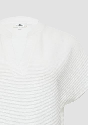 Miękki t-shirt o luźnym kroju ze strukturą, écru, 38