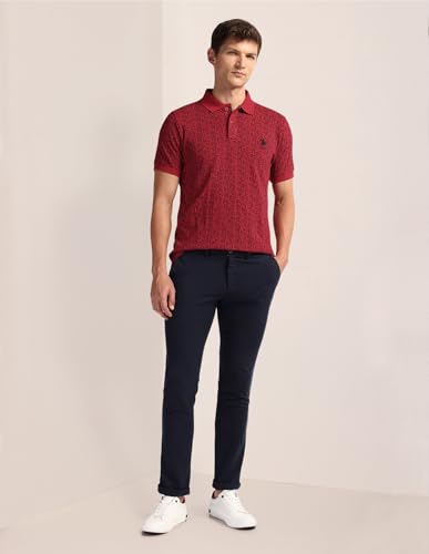 Image of U.S. Polo ASSN. Printed Slim Fit Polo T Shirts for Men - 100% Cotton, Half Sleeves Mens Tshirt
