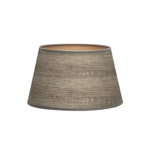 Pantalla de Lámpara E27 Conica Abierta en Madera Gris, Dimensiones 35x25x20 cm, Ideal para Decoración y Ambientación de Espacios.
