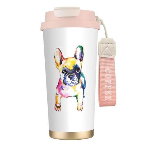 タンブラー フレンチブルドッグ 犬柄 マグボトル コーヒーカップ 水筒 保温 保冷 ウォーターボトル 蓋付き ストロー付き 直飲み おしゃれ プレゼント