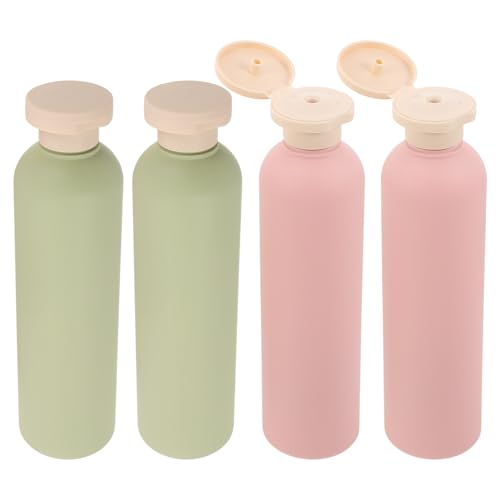 Angoily Botellas de Viaje Rellenables de Plástico Pe 260 Ml, Color Verde Aguacate, Set con Tapa Abatible, Dispensadores Exprimibles para Champú y Gel de Baño, Ideales para Viaje y Cuidado