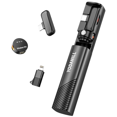 Wireless lavalier Microphone，Mini Microphone AI Noise Cancel Vocal Type-C & Lightning Plug-Play...