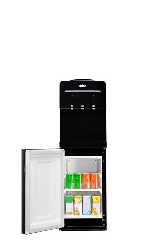 Image of Haier Hot, Cold, Normal Water Dispenser with Cooling Cabinet, Floor Standing Water Dispenser, Black