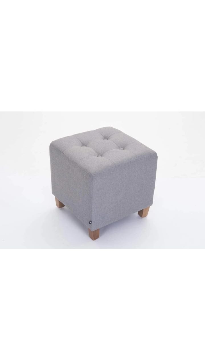 Mango Wood Small Footstool Ottoman Padded Footrest Stool Modern Square Stool for Living Room Bedroom (Grey)-image-33