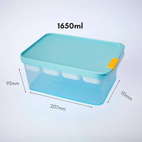 Image of LocknLock Freezer Fit 1.65 L Contianer with 45 ml (8) Cube Container | Airtight Stackable Food Storage for Meal Prep | Microwave & Dishwasher Safe | BPA Free Freezer Container with Lid