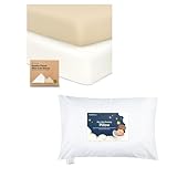 KeaBabies 2-Pack Mini Crib Sheets Fitted, Cotton Pack and Play Sheets and Toddler Pillow with Pillowcase - Playard Baby Crib Sheets, Jersey Crib Sheets Neutral - 13X18 Soft Cotton Toddler Pillows