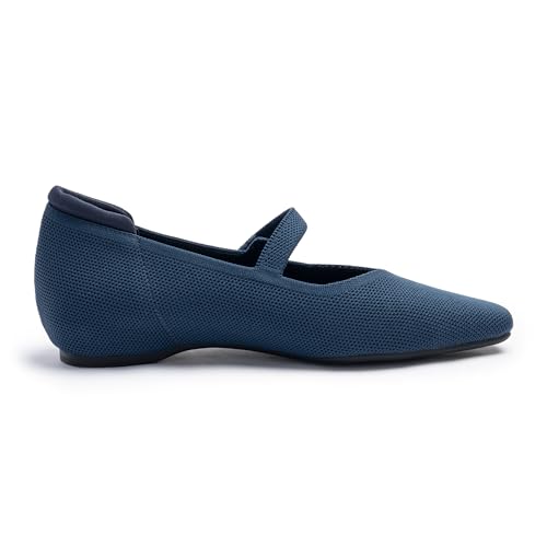Image of Cusolemore Mary Jane Flat Shoes for Women with Arch Support and Concealed Low Wedge Heel, Comfortable Women Square Toe Ballet Flats Knit Dress Shoes