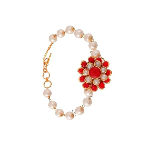 Image of Traditional Gold Plated Handmade Flower Multi Color Couple Combo Rakhi For Unisex (Same as Shown In Image)