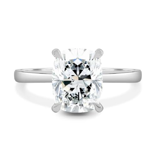 Handmade Wendy 1CT-3CT Classic Cushion Cut Moissanite Anniversary Ring for Women Solitaire Wedding Engagement Ring Promise Gifts for Her 925 Silver, 10K/14K/18K Solid Gold
