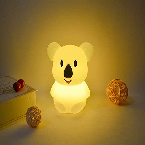 Image of Animal-Shaped Night Light, Rechargeable LED Soft Silicone (BPA Free) Bedside Lamp for Children /Adults, Adjustable Brightness and 9 Colors by Touch Control & Remote Control (Big Koala)