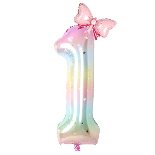 Image of Happy birthday Big Number Balloons Foil Birthday Balloon Number Balloons Happy Birthday Party Decorations Kids and Wedding Party Supplies (Pink 1)