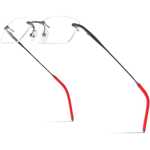 Image of Titanium Glasses Frame,Rimless Optical Eyewear Eyeglasses for Men and Women