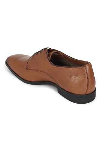 Image of Louis Philippe Men Premium Leather Breathable Lining Material Anti Slip with Heel TPR Sole Formal Derby Shoes