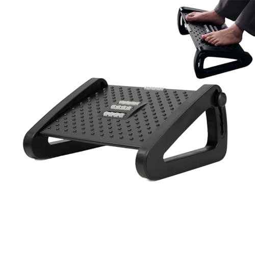New Ergo Life Adjustable Footrest Under Desk, Comfort Foot Stool at Work, 6-Position Multi-angle Adjustable Foot Pedal, Ergonomic Posture Support, Foot Support for Office and Home (Black)