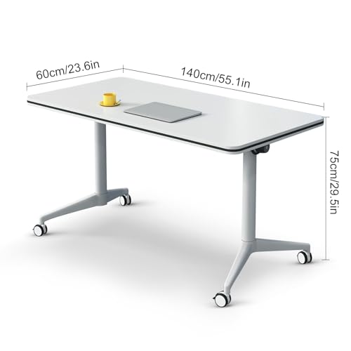 Mesa de oficina plegable, mesa de entrenamiento móvil con ruedas, mesa de conferencias, diseño moderno abatible, ideal para oficinas y espacios de reunión