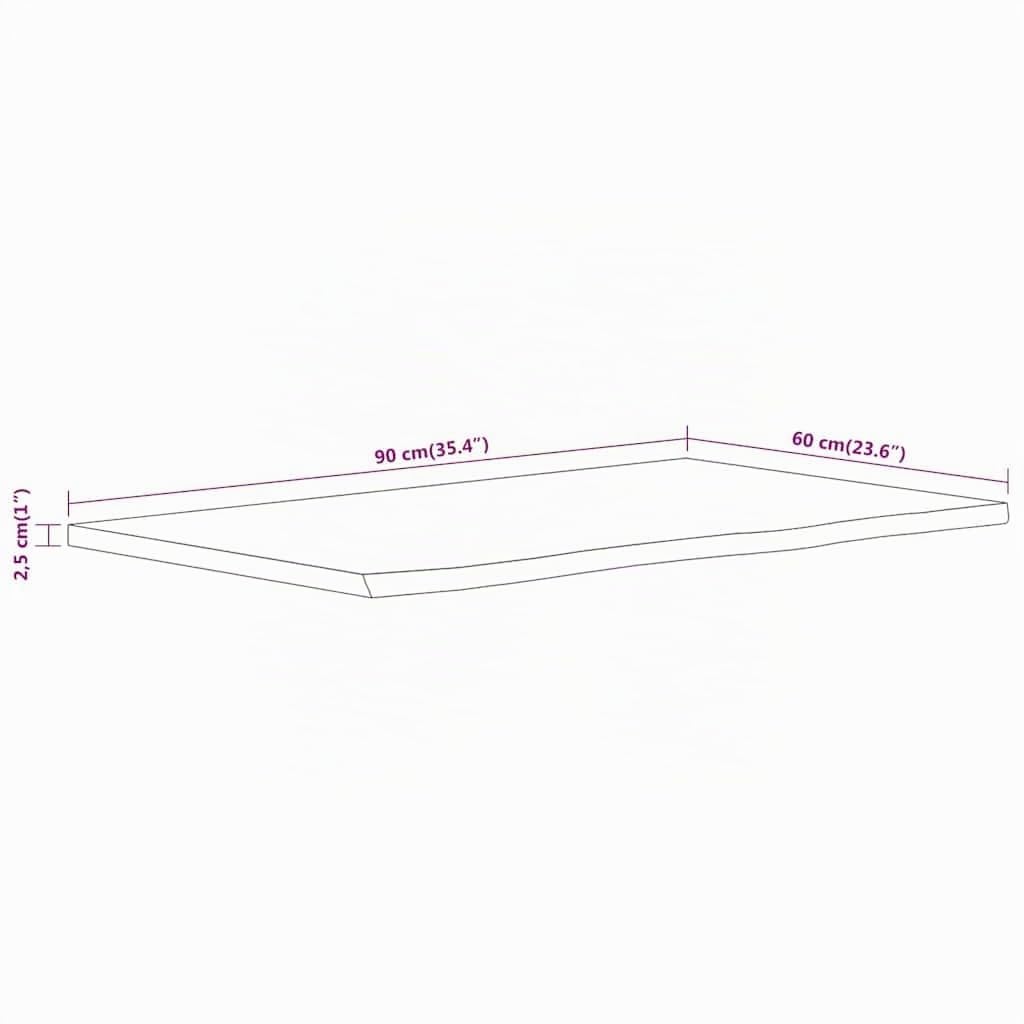 vidaXL Encimera de baño Rectangular Madera Maciza Acacia 90x60x2,5 cm