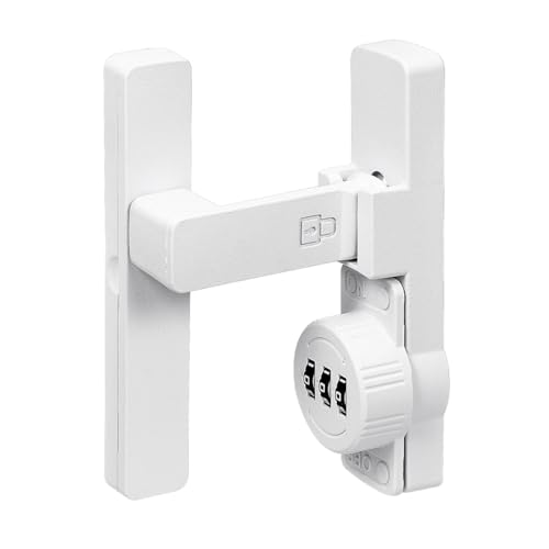 Image of INIRET 2 Packs Matte White 90 Degree Barn Door Lock,Mechanical Password Lock,3 Digit Password Keyless,Flip Latch with Combination,Protect Privacy,for Barn Door,Cabinets,Windows,Garden,Bathroom