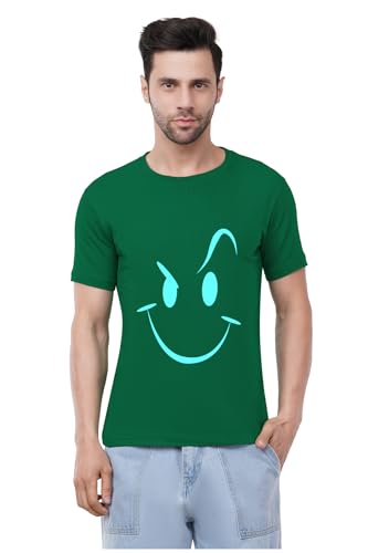 Image of Caseria Men's Cotton Printed T-Shirt -Smiley Stroke | 100% Cotton | Half Sleeves | Regular Fit | Printed | Round Neck | Graphic T Shirt