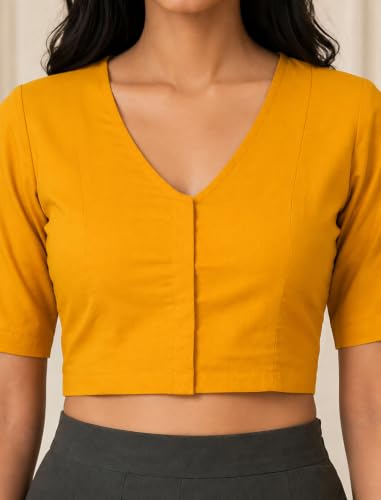Image of Yash Gallery Women's Rayon Lycra Front Open Hook Stretchable Blouse