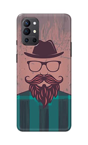 Image of PRINTFIDAA Man Icon with Beard Shirt Hipster Printed Designer Hard Case for OnePlus 9R Back Cover -(e) RPM1001
