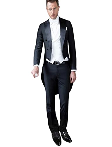 Costume Trois Pièces Homme avec Veste à Revers à Pointe Gilet et Pantalon de Cérémonie Elegance