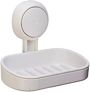 LNZ Soap Dish Suction Soap Holder No Drill Removable Wall Mounted Soap Dishes for Bathroom Hold up to 5kg Waterproof Plastic Shower Soap Holder White Color, 9.4x14.7 (001)