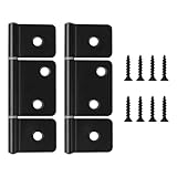 Screw Man Three Leaf Non-Mortised Hinge Bifold Door Hinges Bifold Butt Cabinet Hinges Black (2 Pack) for Mobile Home & RV Interior or for Furniture Windows Cupboard with Screws