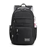 Mochila Impermeável Feminina Escolar Fashion Mochila Nylon Casual Feminina de Grande Capacidade para Notebook de 15,6 polegadas (Preto)