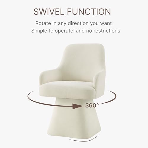 Image of KISLOT Swivel Dining Chairs Set of 2, Mid Century Modern Chairs Fabric Upholstered Armchair with Armrest & Ergonomic Backrest for Dining Room, Kitchen, Bedroom, Living Room, Linen, 2 Boxs