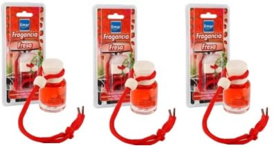 Pack 3 Ambientador Fresa para Hogar, Difusor de Fragancia Fresa, Rojo, 8ml, Aroma Floral, con Varillas de Difusión