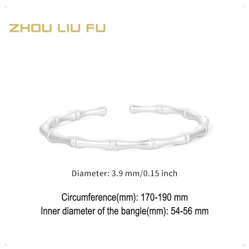 Cuff Bracelets for Women Adjustable Bamboo Silver Round Bangles S925 Accessory Gift Her Mom2