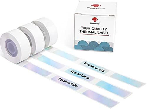 Phomemo D30 Adhesive Gradient Color Thermal Paper 1/2" X 1 1/2" (12mm X 40mm) 160 Labels/Roll, 3 Roll,for Gift Decoration, Compatible with D30 Label Maker