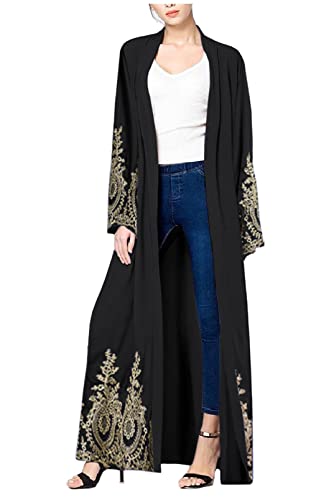 WSPLYSPJY Embroidered Women Open Abaya Muslim Dress Islamic Cardigan Dubai Kaftan Robe