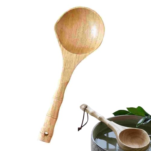 Camland Bath Ladle Dipper Japanese Soup Spoon Sauna Scoop - Premium Wood Tea Ladle for Bathing Accessories - Spa Water Dipper with Handle - Sauna Room Essential