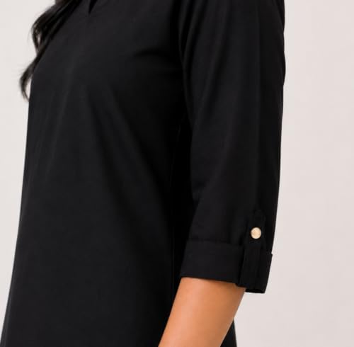 Image of Women's Rayon Solid Straight Kurti | 3 /4 Sleeve | Round Neck with V Cut | Regular Fit | Casual Office Wear Kurta for Women