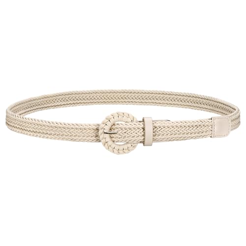 JASGOOD Women's Braided Woven Boho Belt - Skinny Waist Strap for Summer Dresses & Jeans(Width:0.9