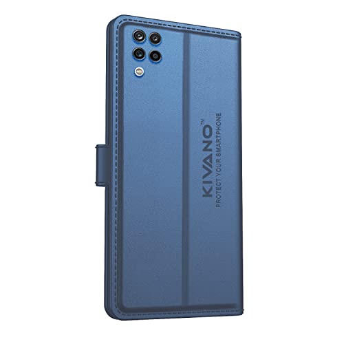 Image of KIVANO Professional Series Wallet Case for Samsung Galaxy A12 / M12 / F12 | Luxurious Design | Handcrafted Unique | Premium | PU Leather Flip Cover | Card Slots | Magnetic Closure - Dark Blue