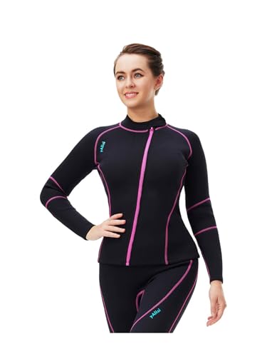 Chaqueta de traje de neopreno para mujer de 3 mm, manga larga, cremallera frontal, traje de buceo miniatura 6