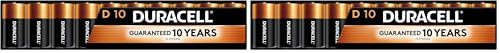 Image of DURACELL Coppertop D Batteries,D Battery with Long-Lasting Power,All-Purpose Alkaline Battery for Household and Office Devices,10 Count (Pack of 2)