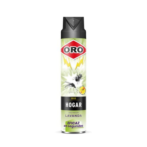 ORO Insecticida Hogar - Contra moscas y mosquitos - Acción inmediata y máxima eficacia - Para interiores y exteriores - Agradable aroma a lavanda - 750 ml