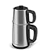 Karaca Homend Royal Tea - 1728EU Türkischer Teekocher Elektrisch, 1.8 Liter Wasserkocher mit Teekanne und Edelstahlfilter, 2000W Teemaschine Elektrisch für Losen Tee - Inox Schwarz