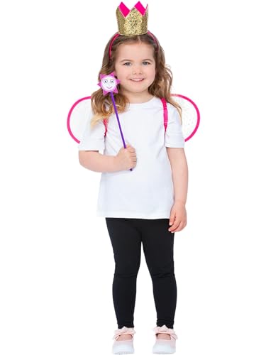 Smiffys Ben and Hollys Little Kingdom Holly Instant Kit for Kids Crown on Headband Wings and Wand Official Ben & Holly Licensed All-In-One Pack Ideal for Fancy Dress
